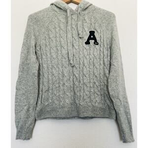 Abercrombie & Fitch VTG Hooded Gray Cable Knit Sweater Sz S Y2K Retro 90’s